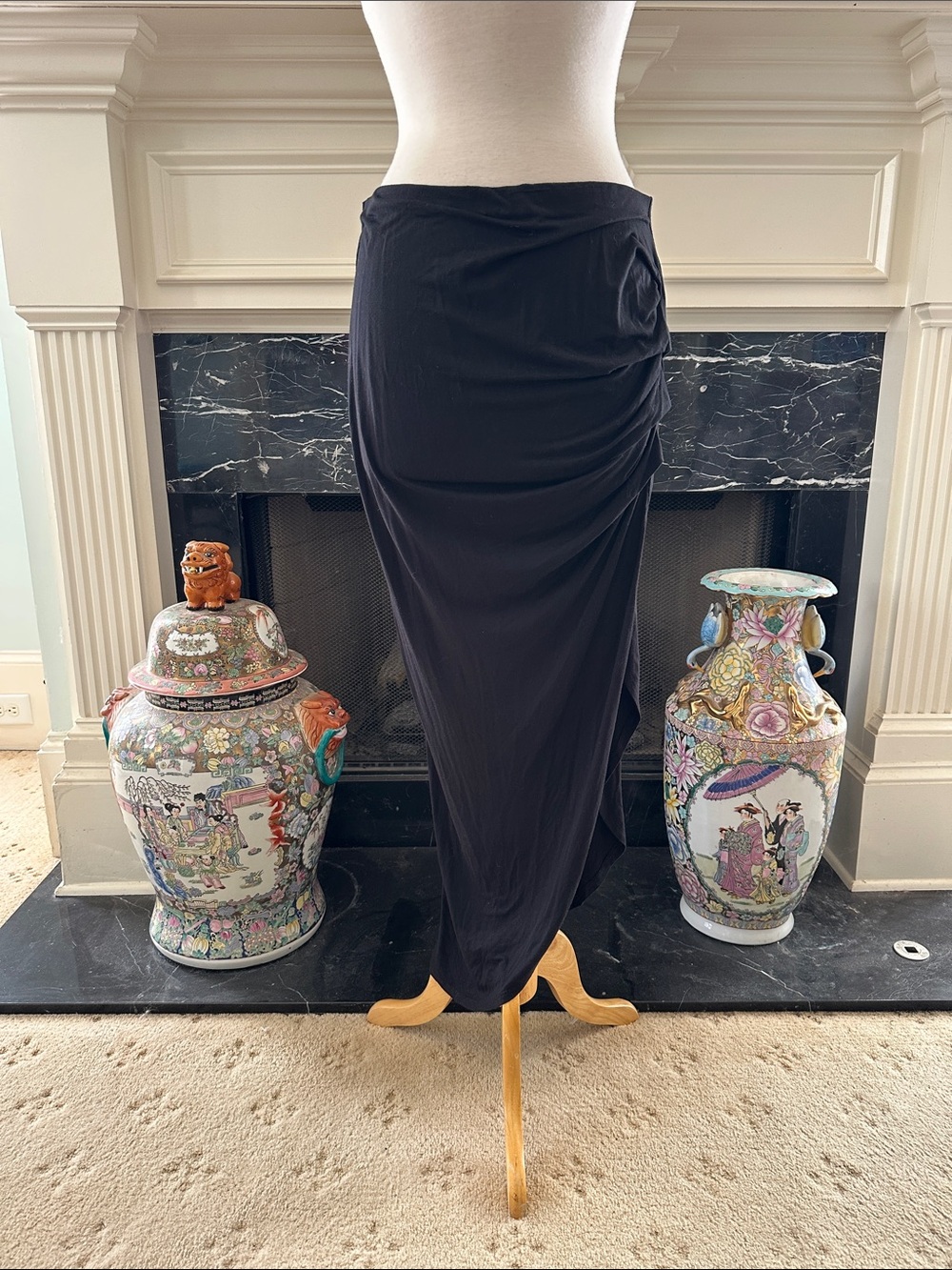 Bisou Bisou Black Side-Ruched Maxi Skirt